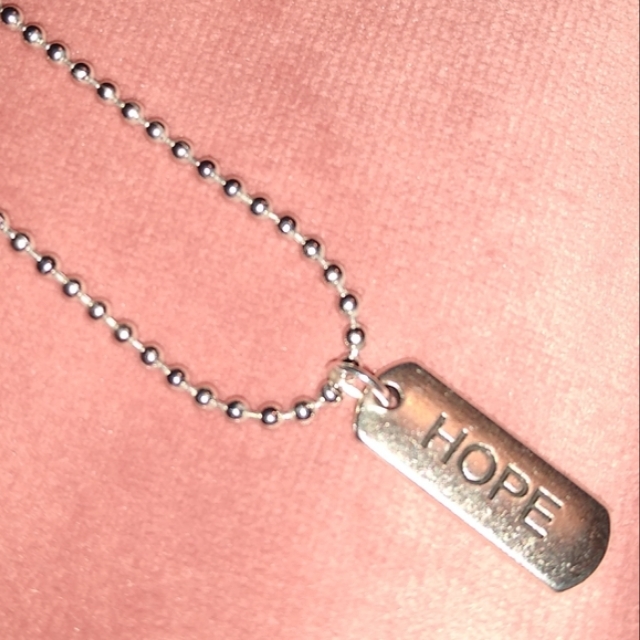 Hope Word Charm Necklace Mini Dog Tag Any Length Silver Handmade Choker